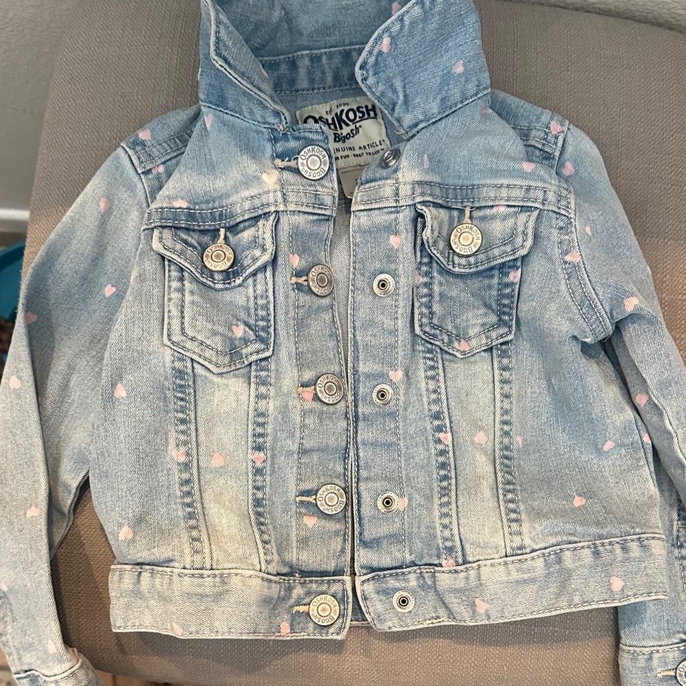 OshKosh B'gosh Kids Light Blue Denim Jacket with Pink Hearts NWOT